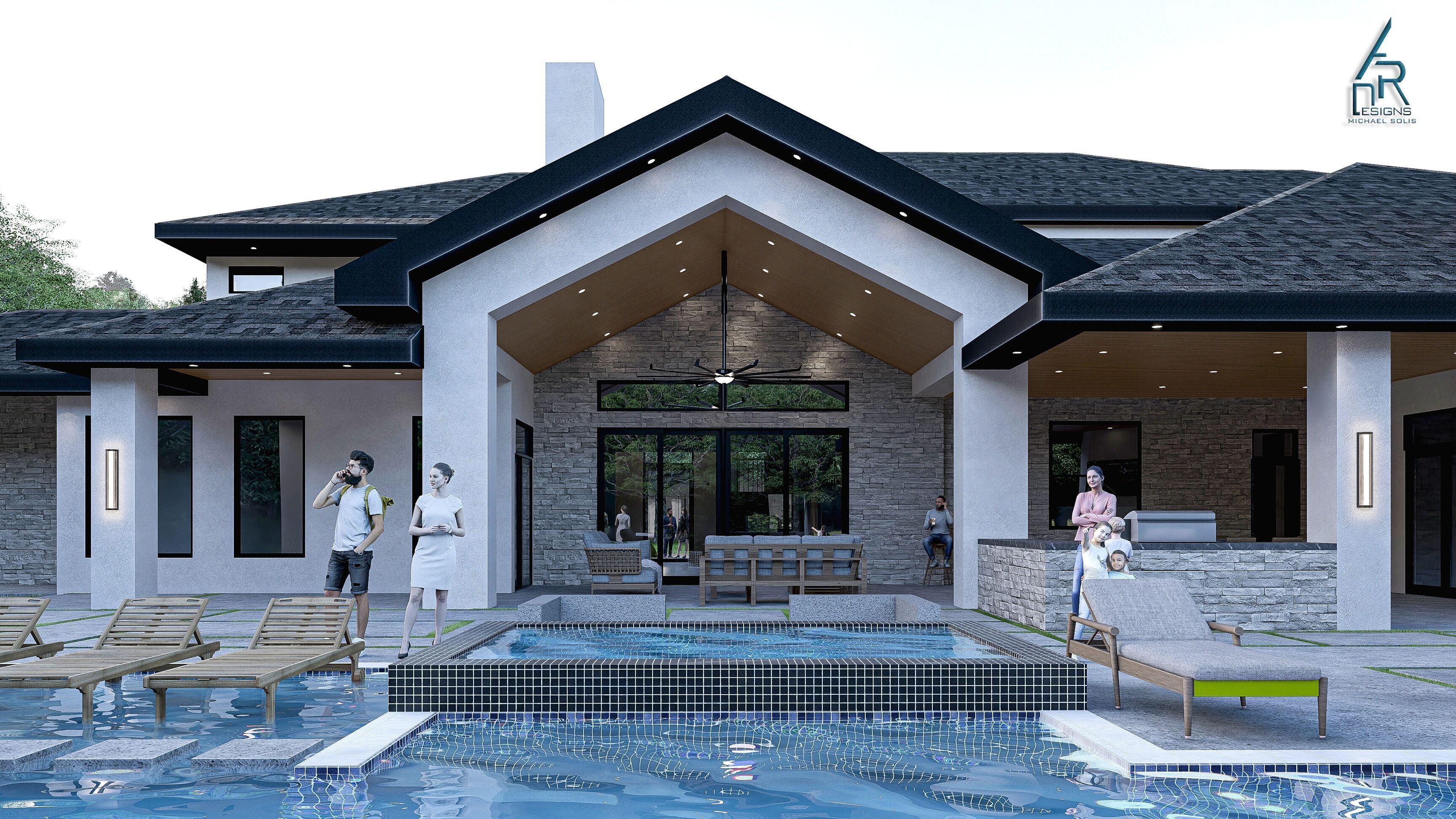 Modern House Number 3 - Stl-Dae file - 3d model Only 3D print model_4