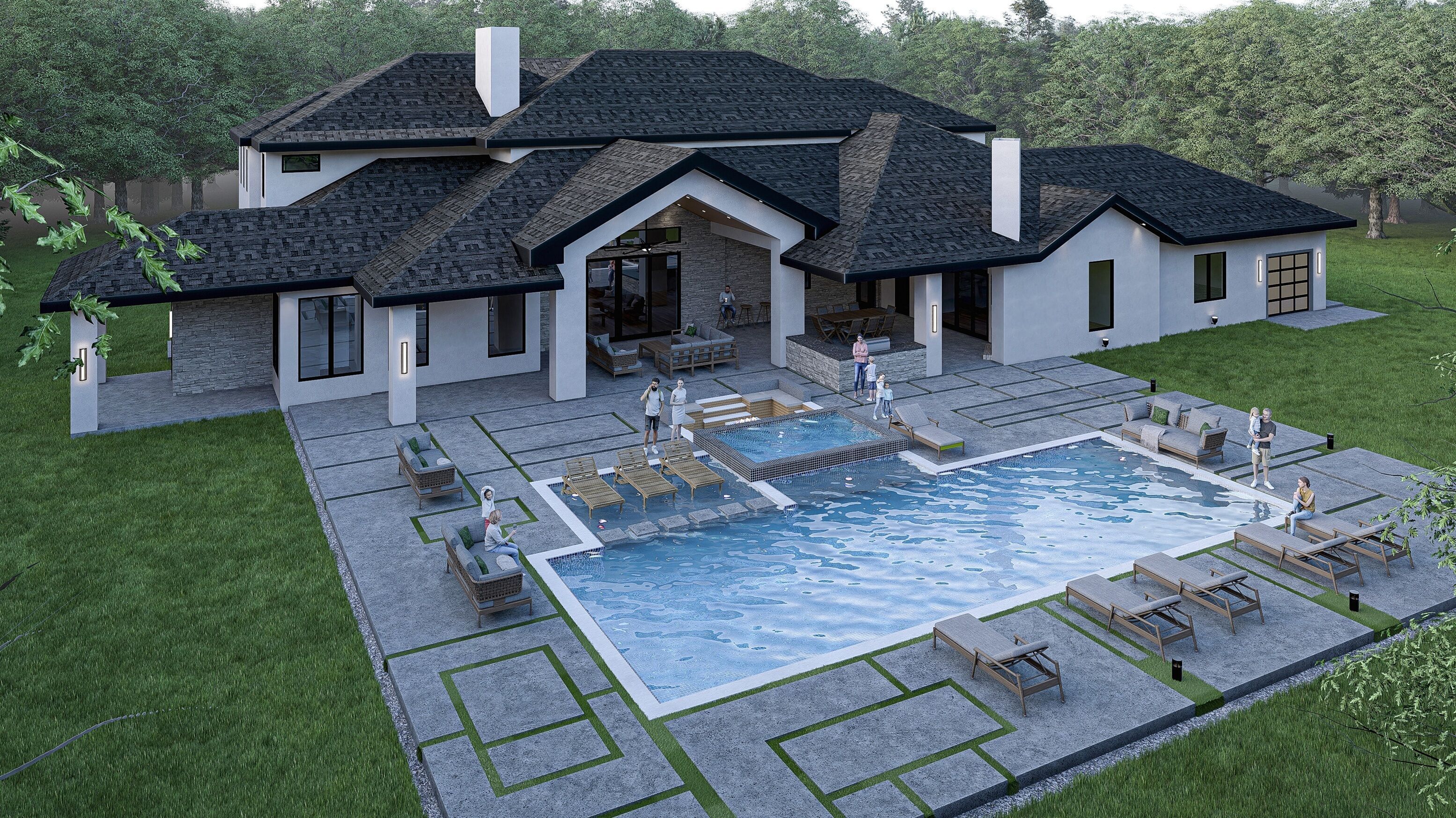 Modern House Number 3 - Stl-Dae file - 3d model Only 3D print model_6