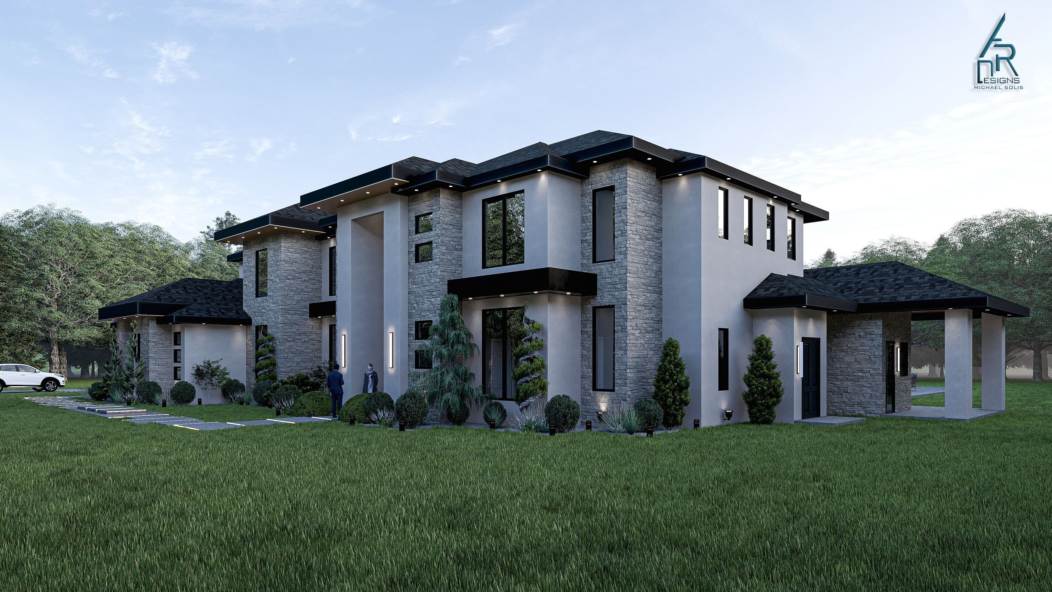 Modern House Number 3 - Stl-Dae file - 3d model Only 3D print model_1