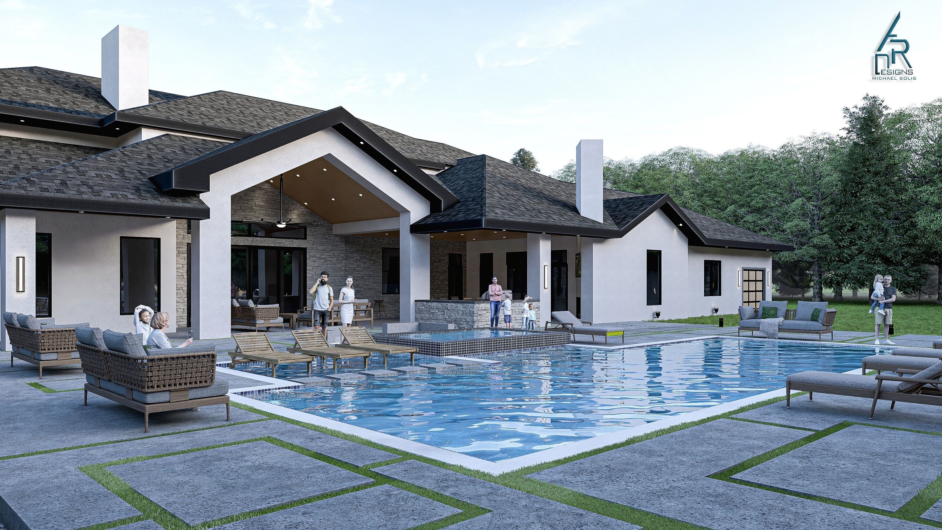 Modern House Number 3 - Stl-Dae file - 3d model Only 3D print model_3