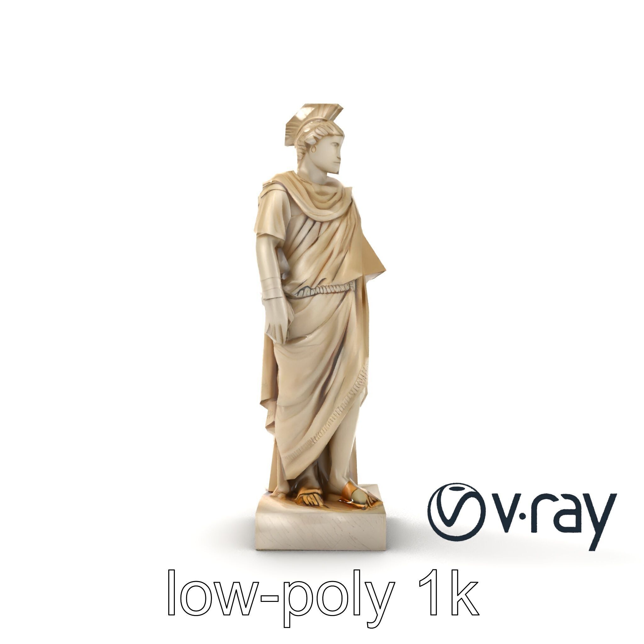 Charioteer of Delphi Statue model pack Low-poly 3D model_12