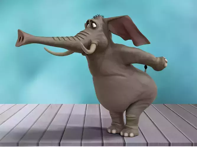 Elephant Cartoon Rigged