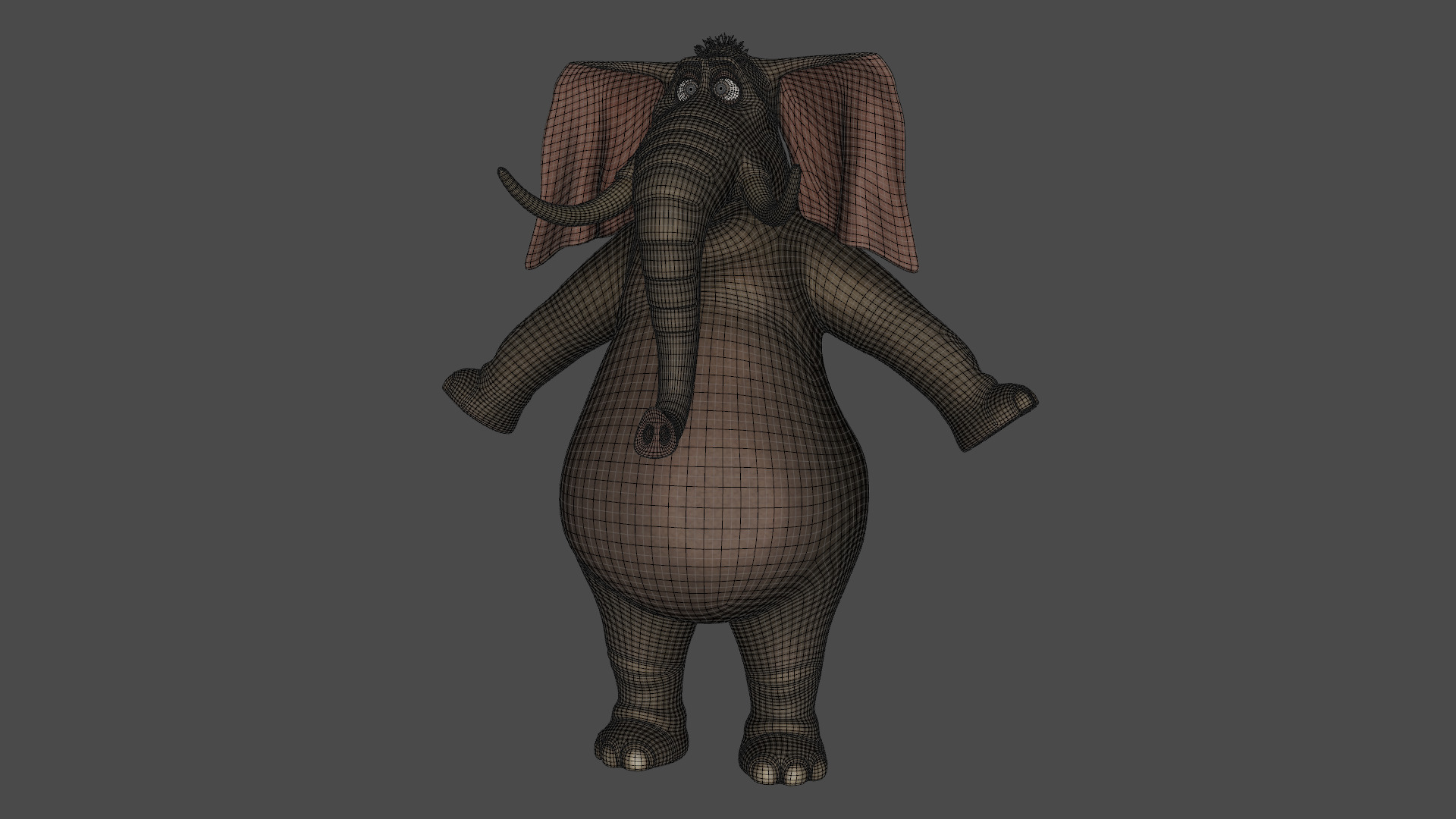 Elephant Cartoon Rigged Low-poly 3D model_16