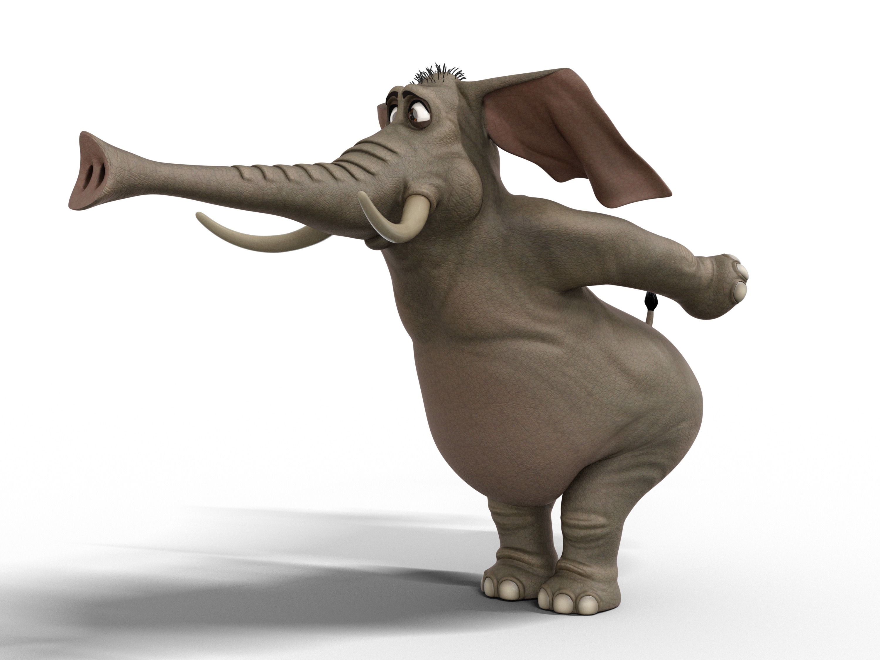 Elephant Cartoon Rigged Low-poly 3D model_3