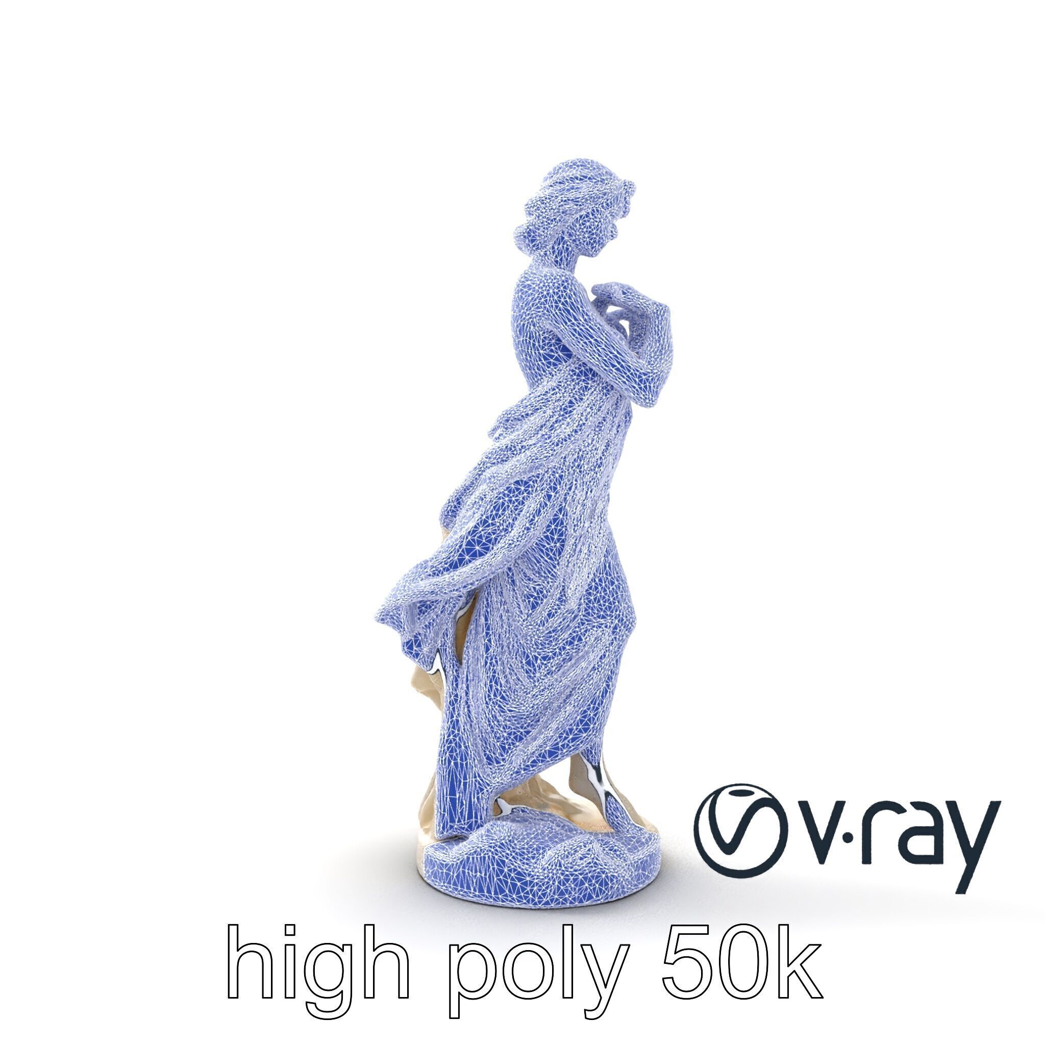 Graceful Classical Nymph Statue model pack Low-poly 3D model_31