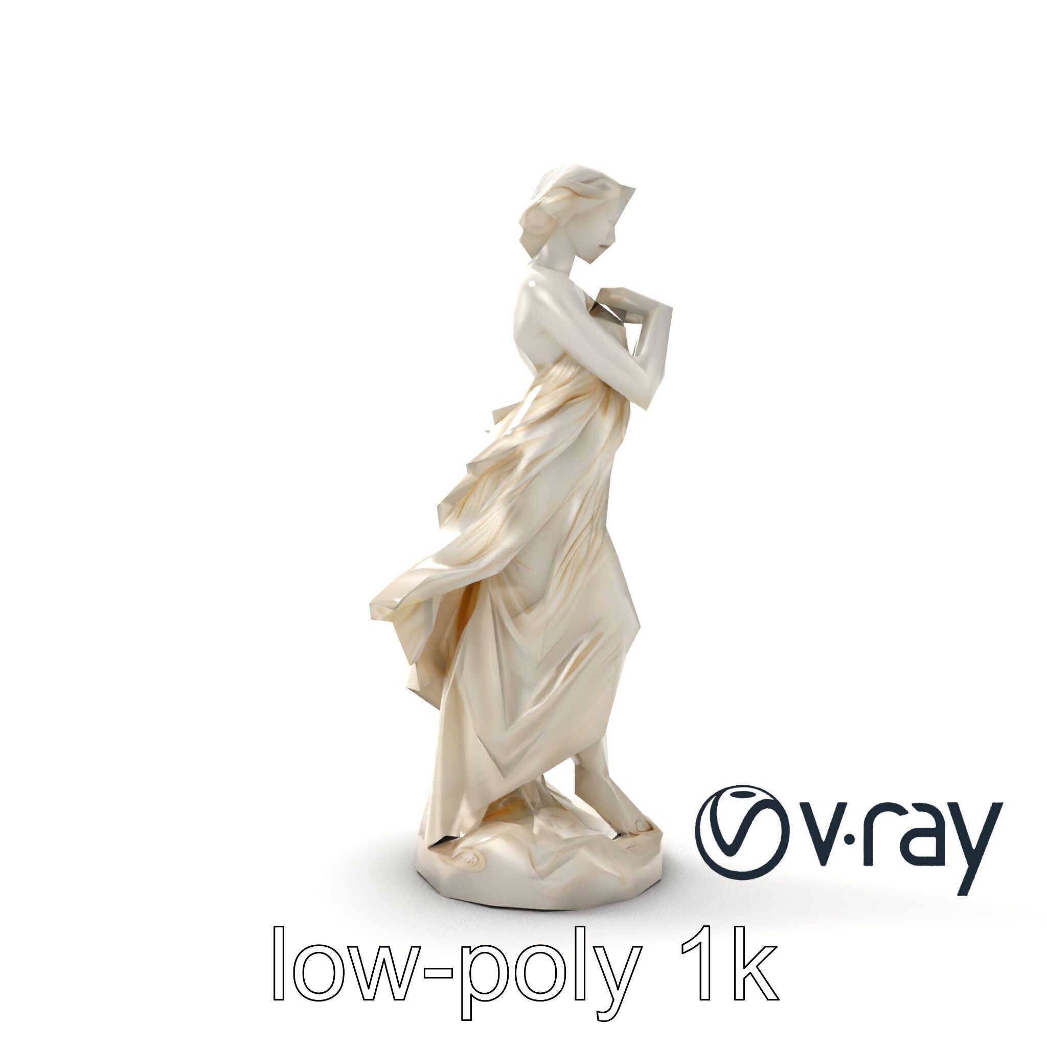 Graceful Classical Nymph Statue model pack Low-poly 3D model_12