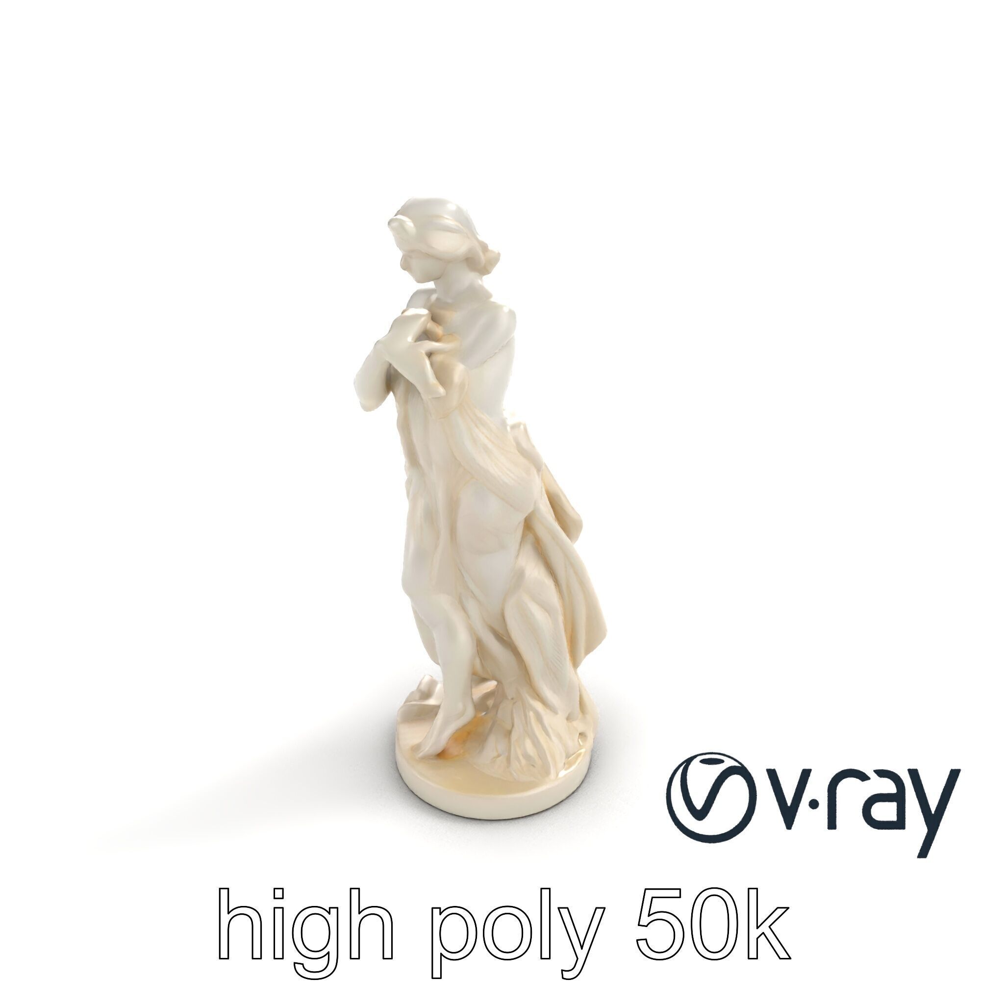 Graceful Classical Nymph Statue model pack Low-poly 3D model_10