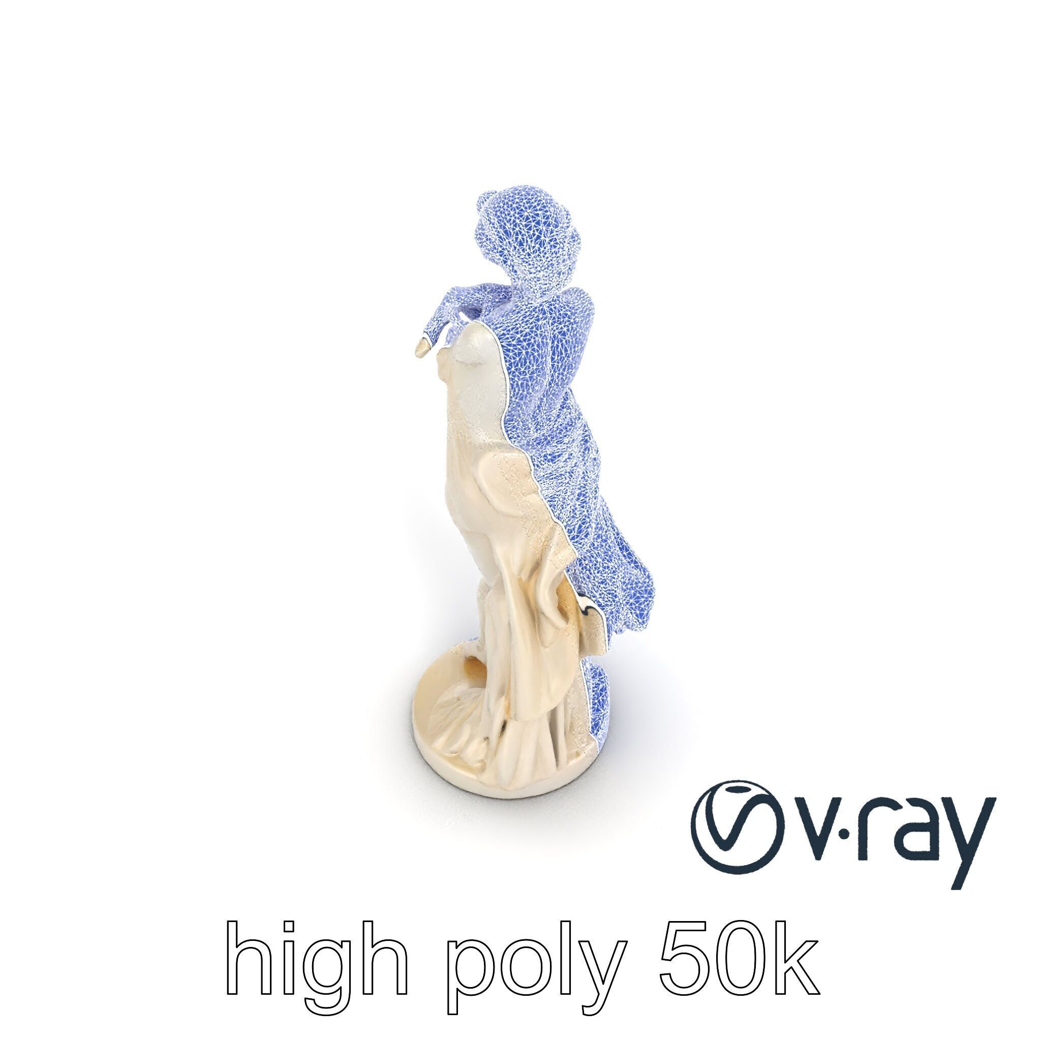 Graceful Classical Nymph Statue model pack Low-poly 3D model_28