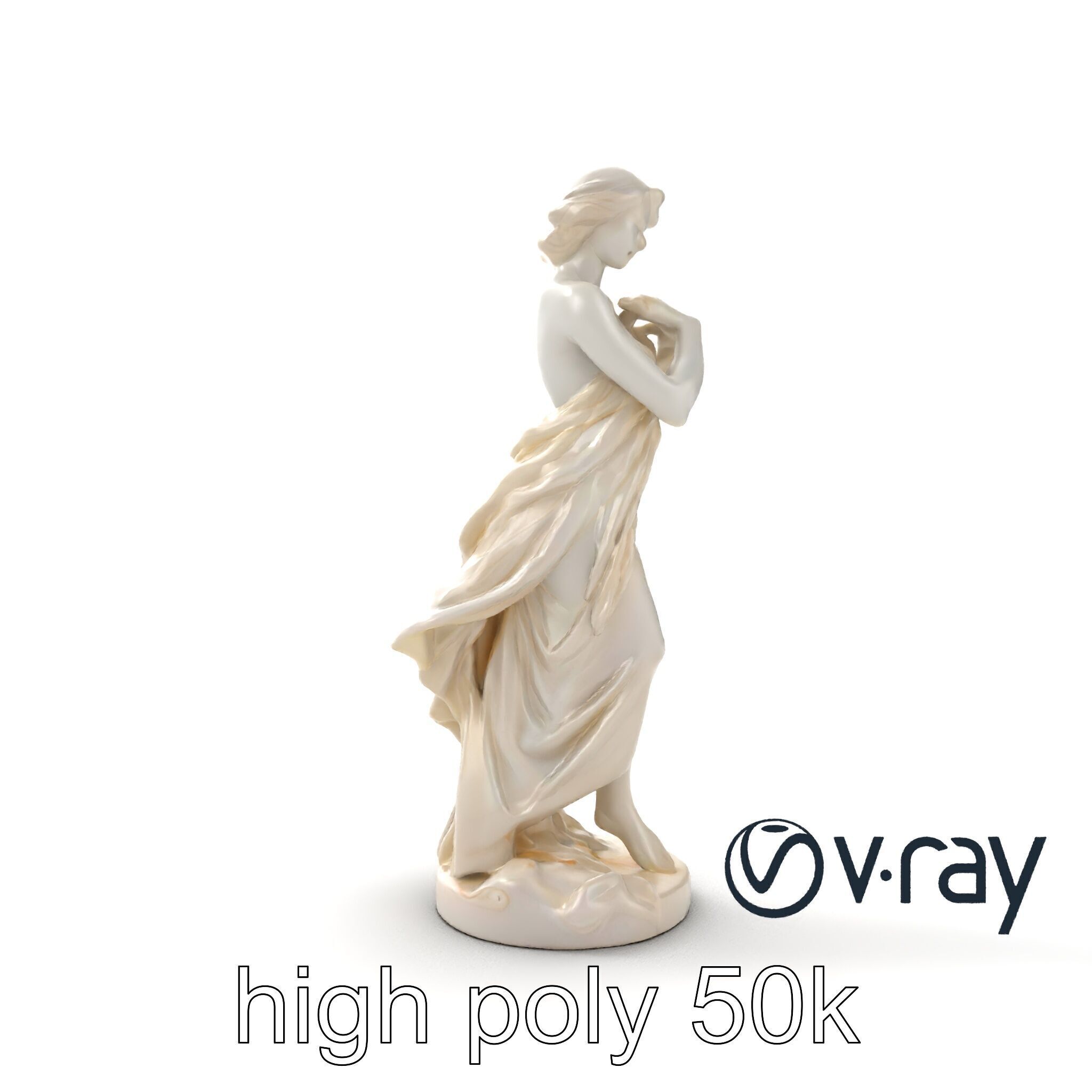 Graceful Classical Nymph Statue model pack Low-poly 3D model_24