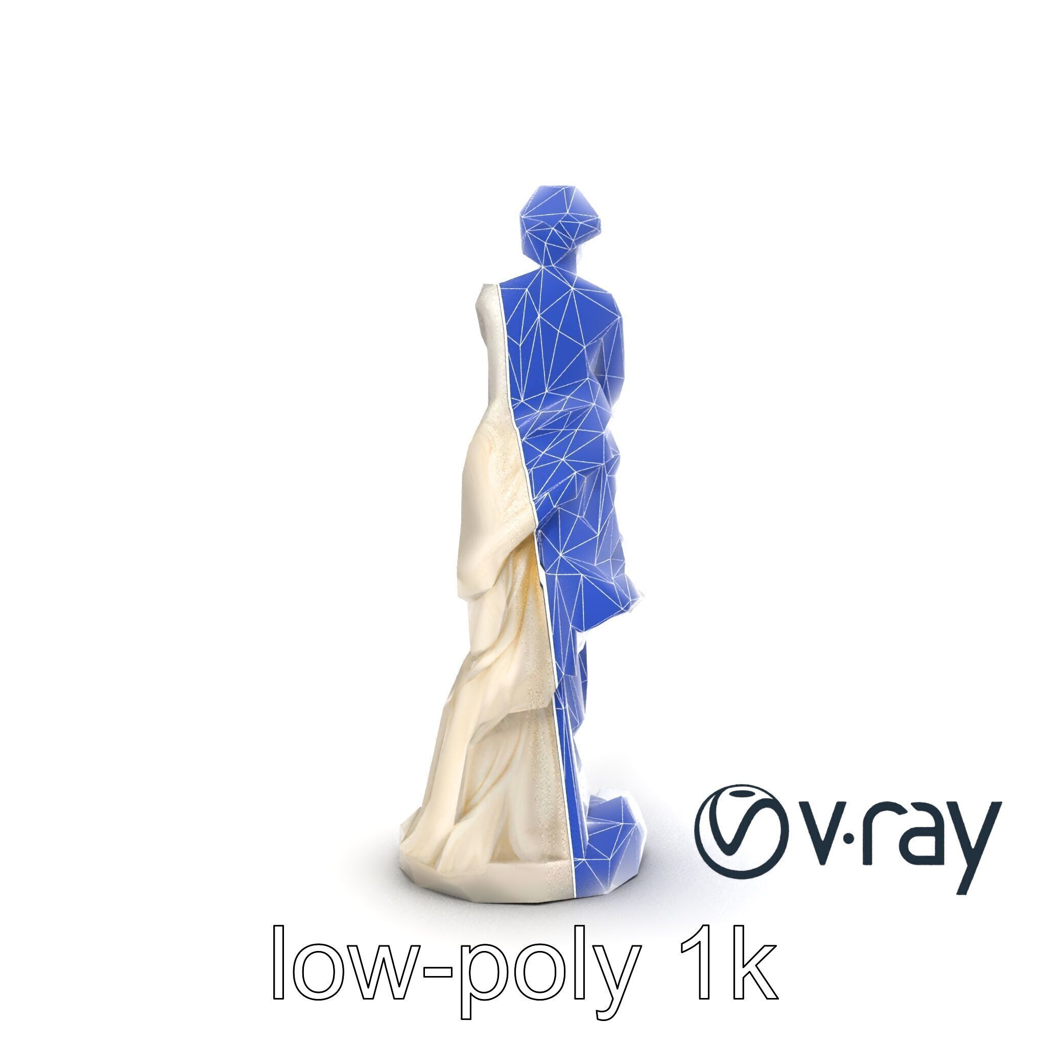 Graceful Classical Nymph Statue model pack Low-poly 3D model_27
