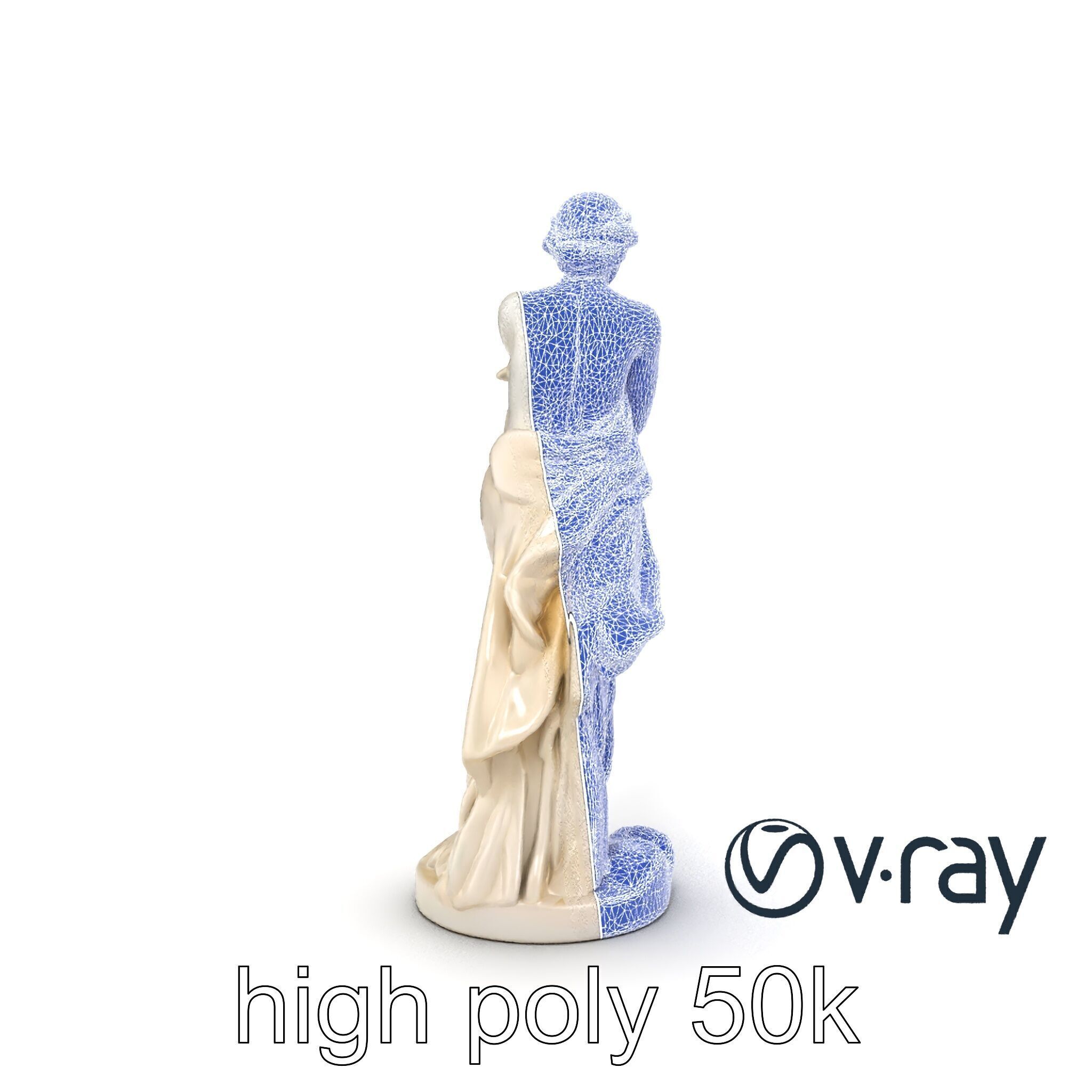 Graceful Classical Nymph Statue model pack Low-poly 3D model_15