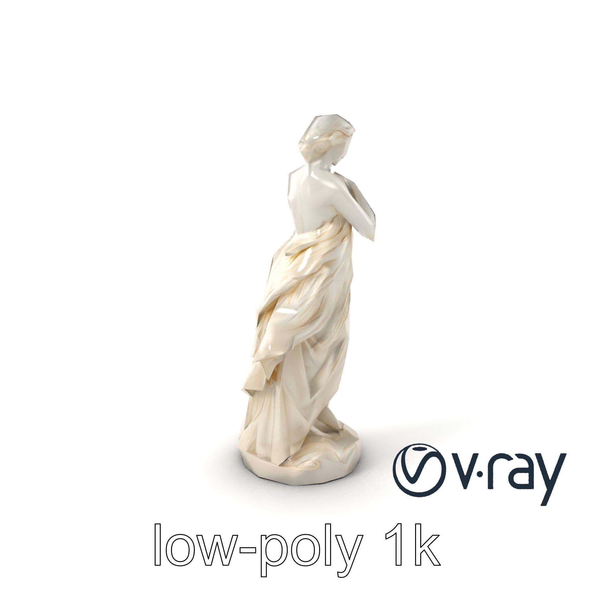 Graceful Classical Nymph Statue model pack Low-poly 3D model_4