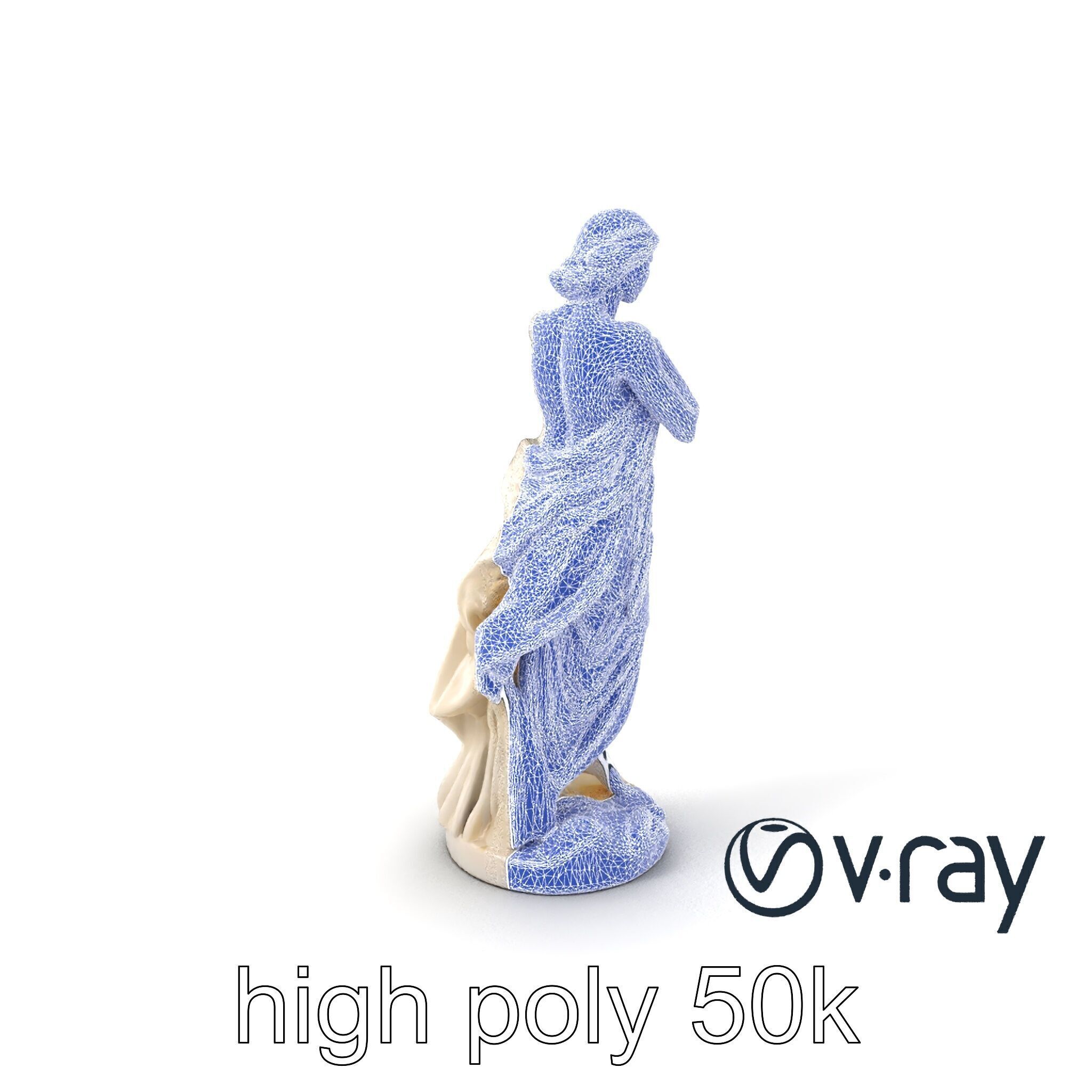 Graceful Classical Nymph Statue model pack Low-poly 3D model_9