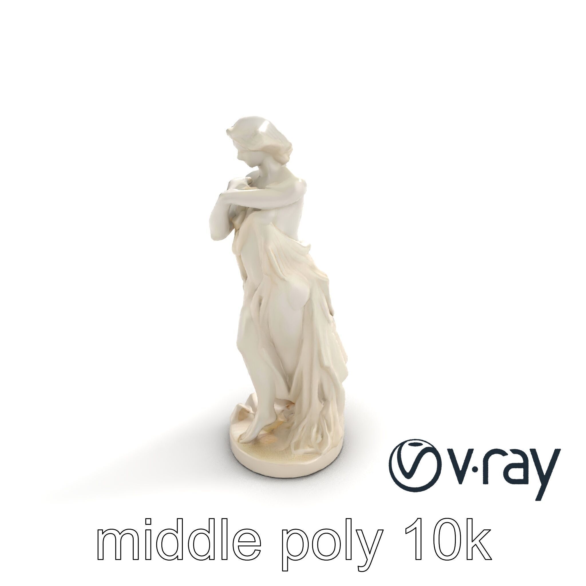 Graceful Classical Nymph Statue model pack Low-poly 3D model_7