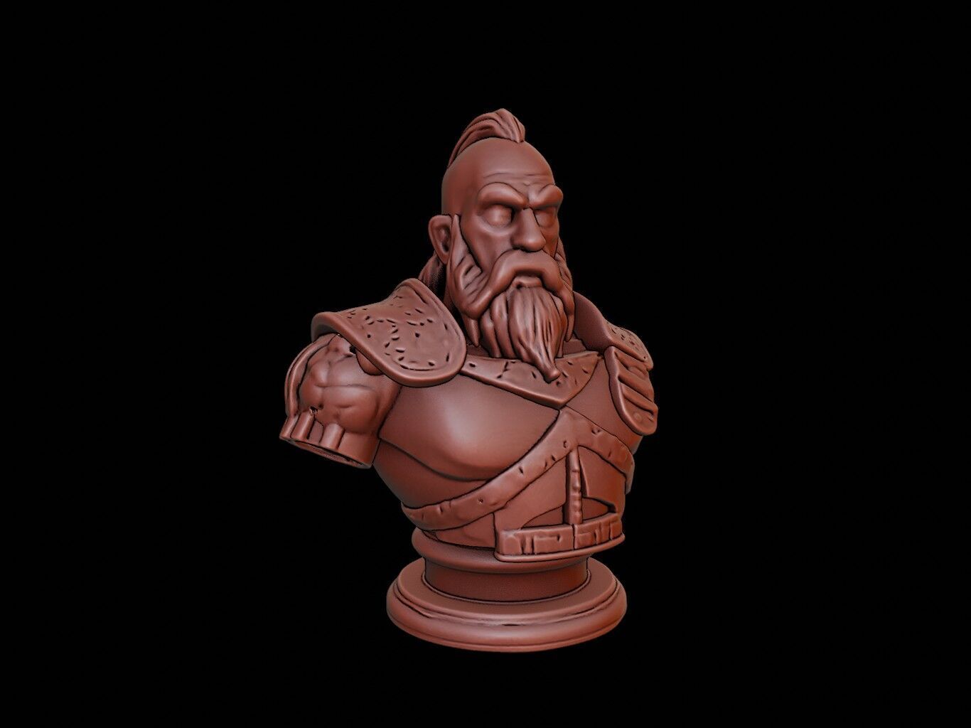 Barbarian Warlord Bust 3D print model_1