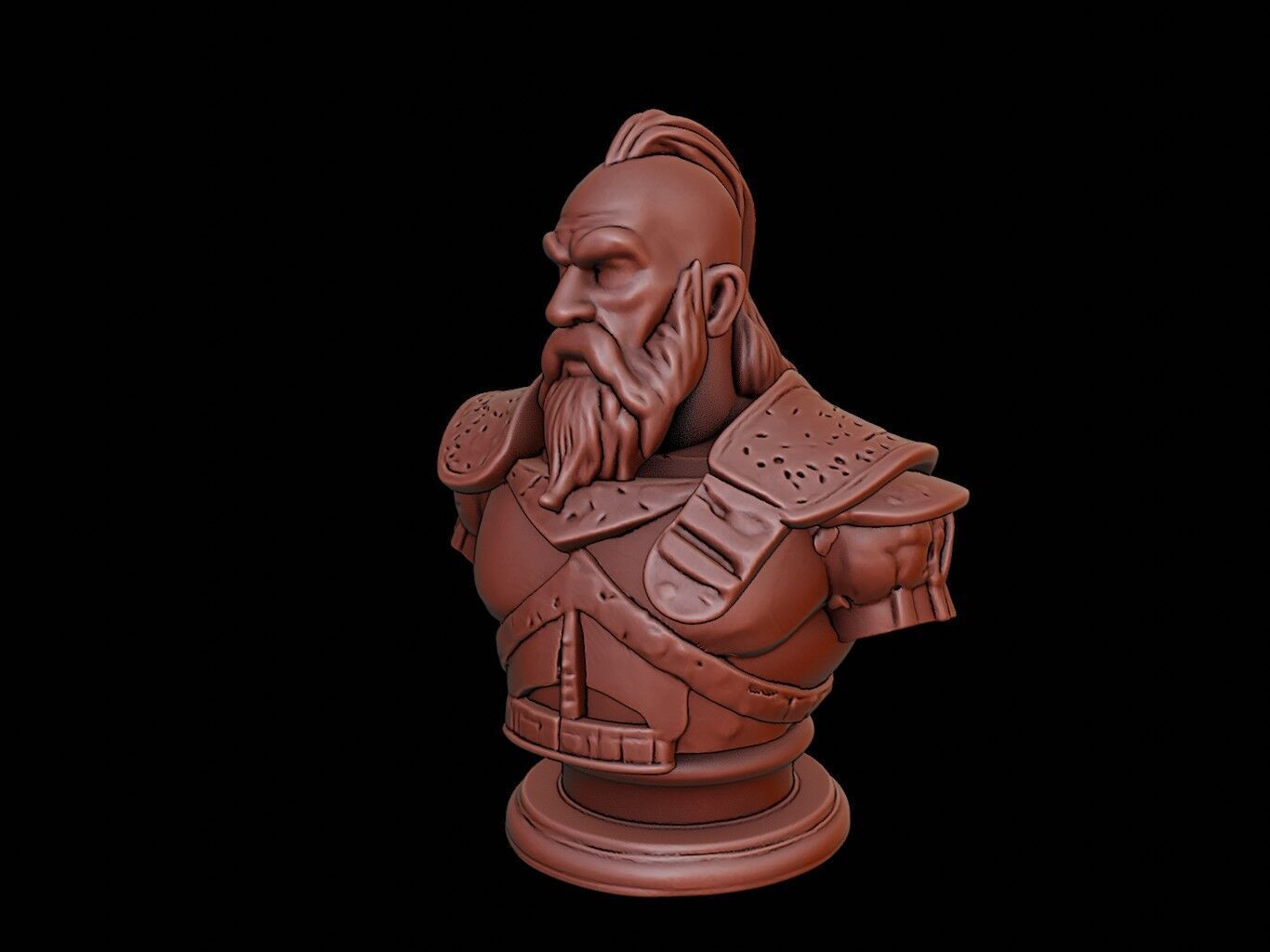 Barbarian Warlord Bust 3D print model_2