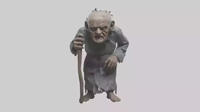 Creepy old man model Low-poly 3D model