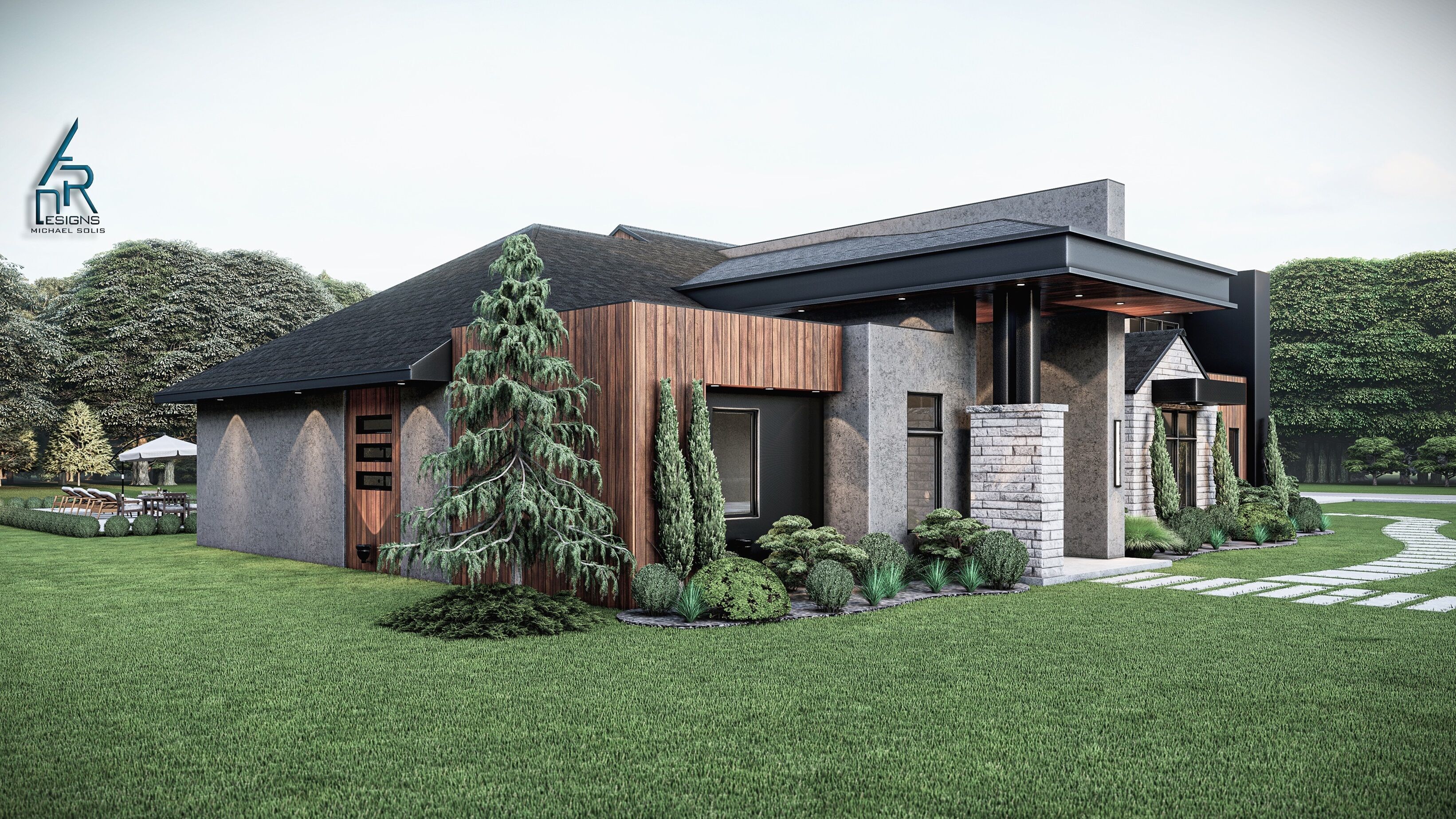 Modern House Stl-dae Digital File 3D print model_1