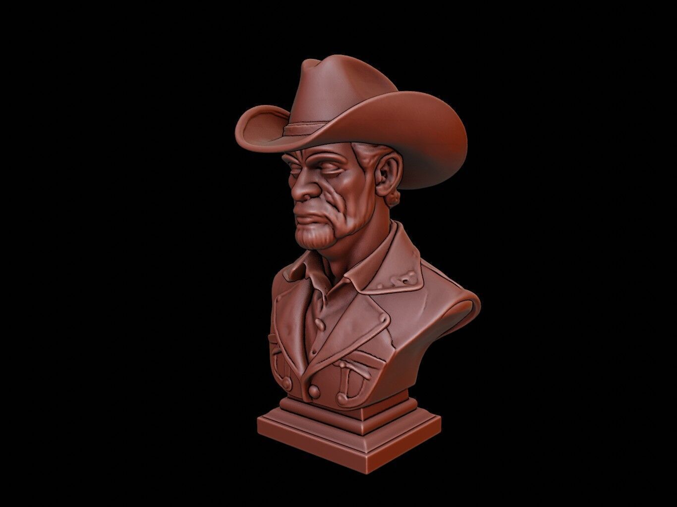 Cowboy Bust 3D print model_2