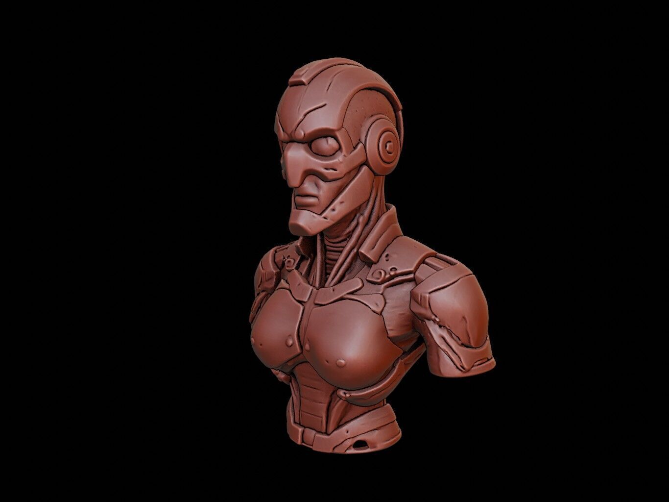 Cyborg Bust 3D print model_2