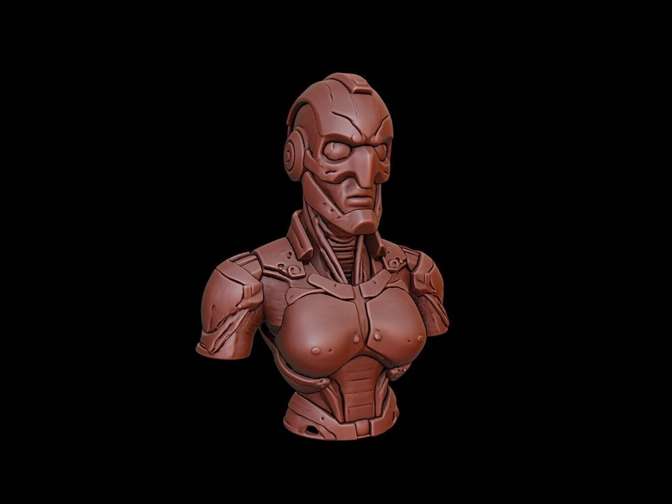 Cyborg Bust 3D print model_1