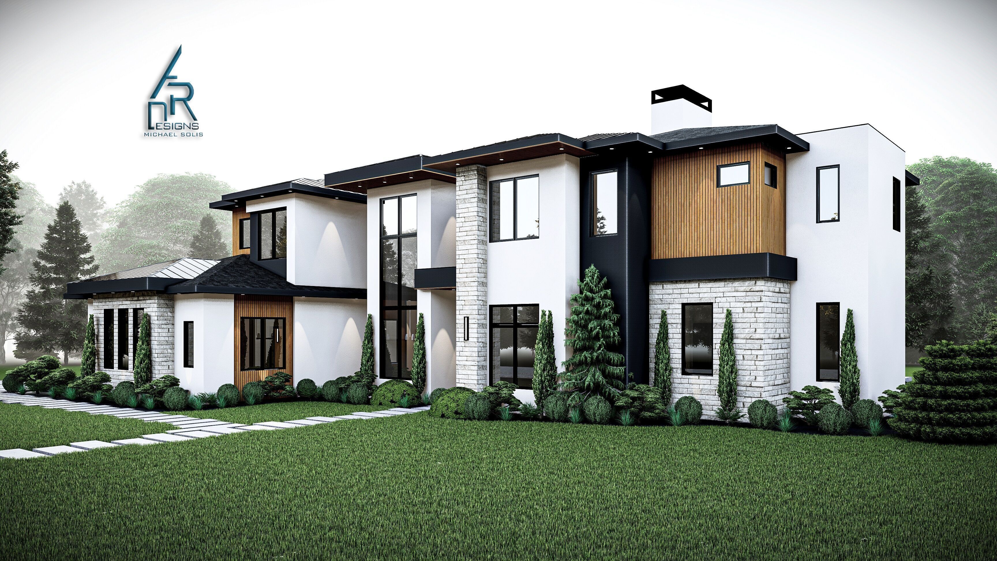 Modern House - Stl - Dae file - 3d model Only 3D print model_1