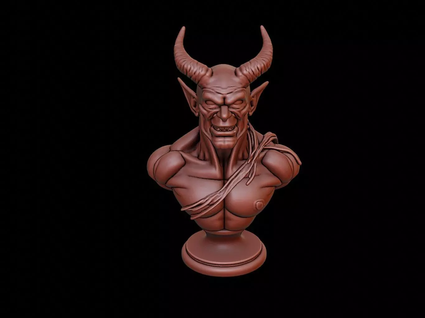 Demon Bust 3D print model_0