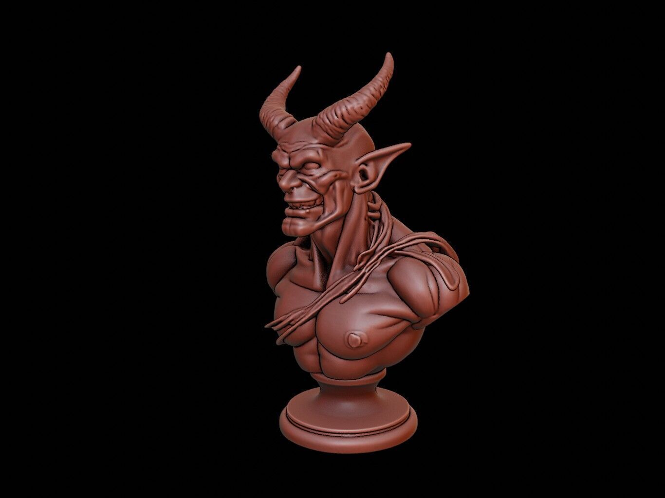 Demon Bust 3D print model_2