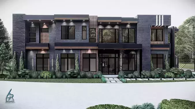 Modern House Number 6 - Stl - Dae file - 3d model Only