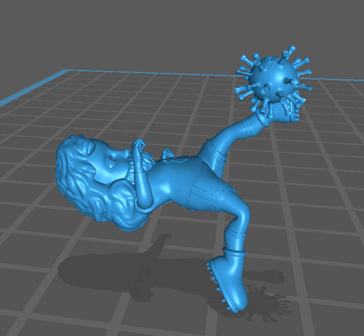 A God Kicking Away the Pandemic Corona Virus 3D print model_2