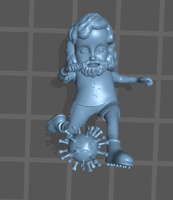A God Kicking Away the Pandemic Corona Virus 3D print model_1