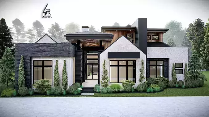 Modern House Number 7 - Stl-Dae file - 3d model Only