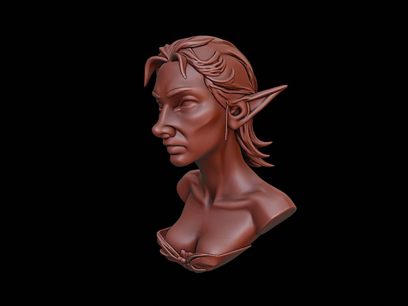 Elf Bust 3D print model_2
