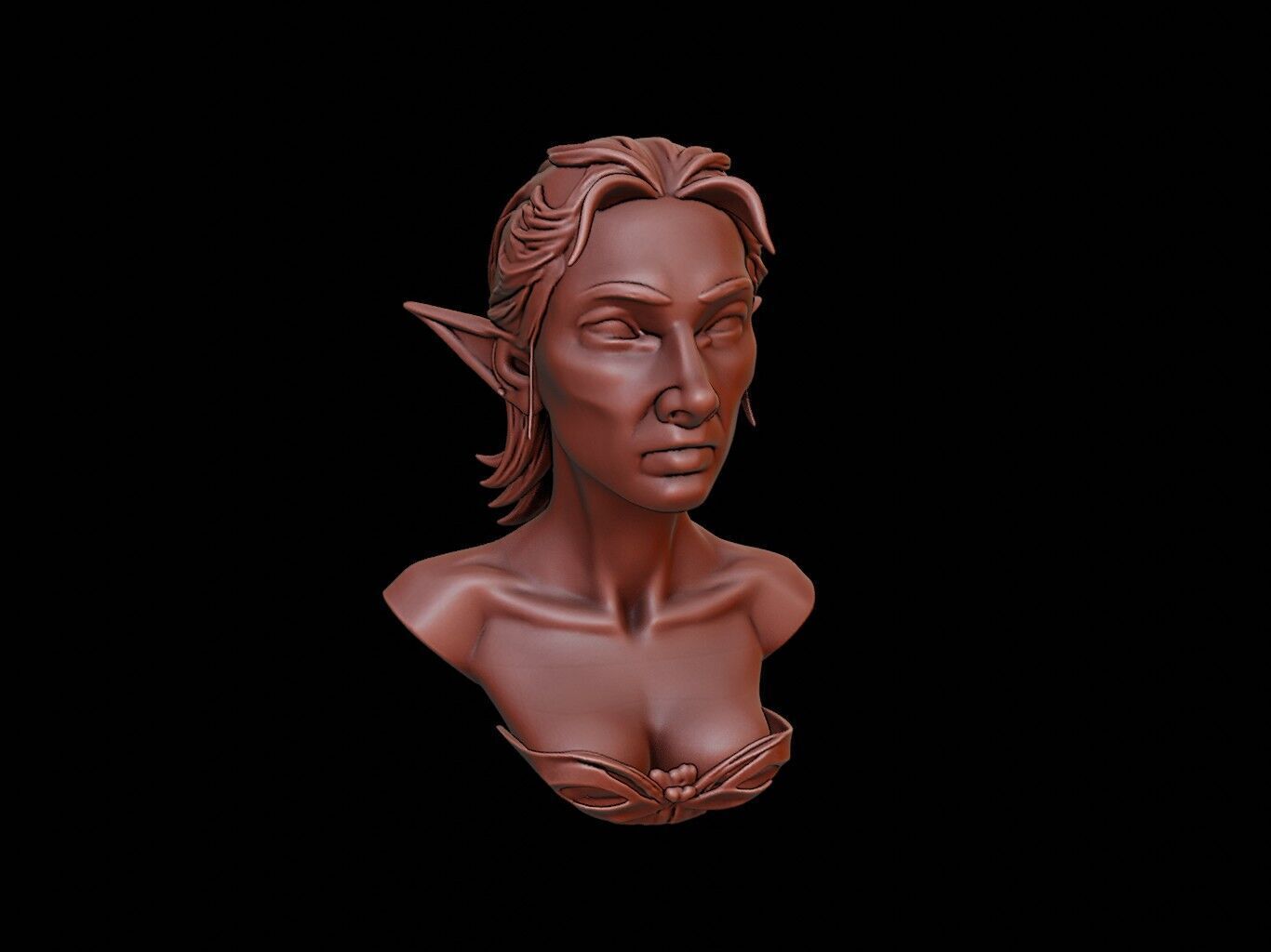 Elf Bust 3D print model_1