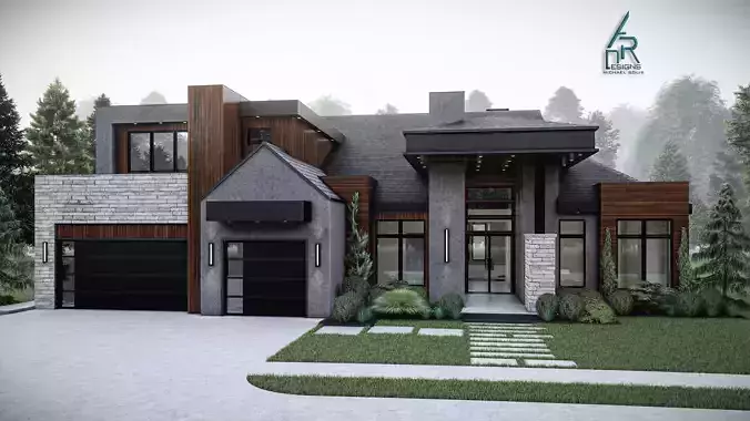 Modern House Number 8 - Stl-Dae file - 3d model Only 3D print model