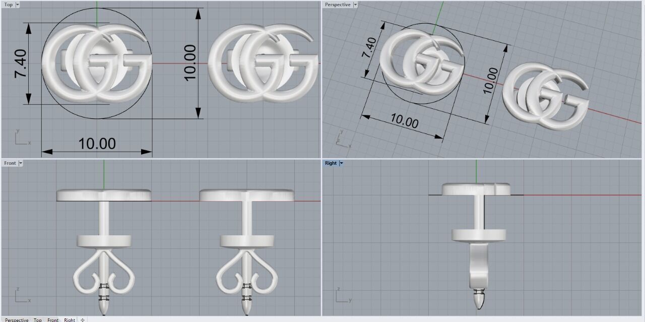 Pendant and Studs set z2133 3D print model_7