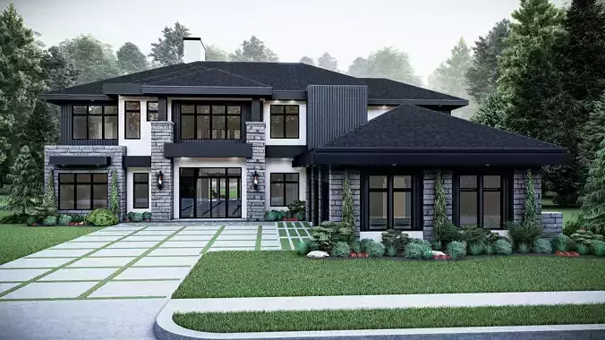 Modern House Number 10 - Stl-Dae file - 3d model Only