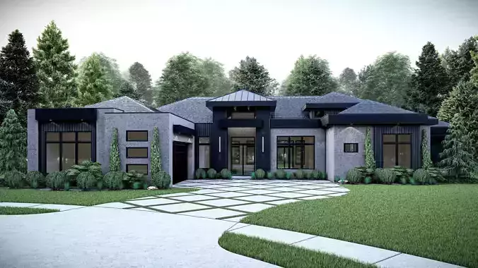 Modern House Number 11 - Stl-Dae file - 3d model Only