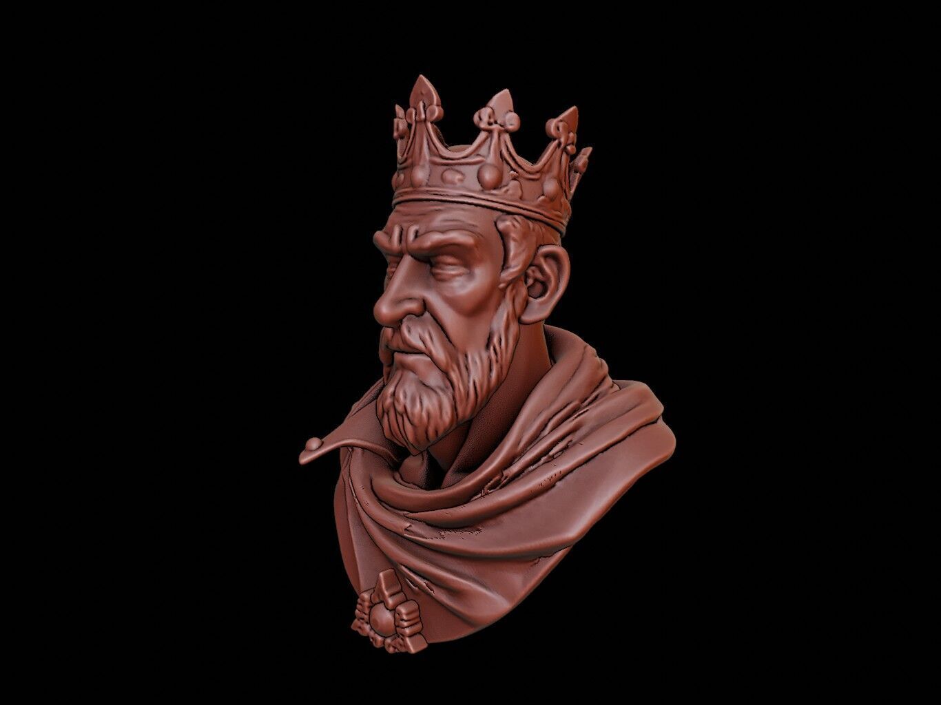 Gothic King Bust 3D print model_2