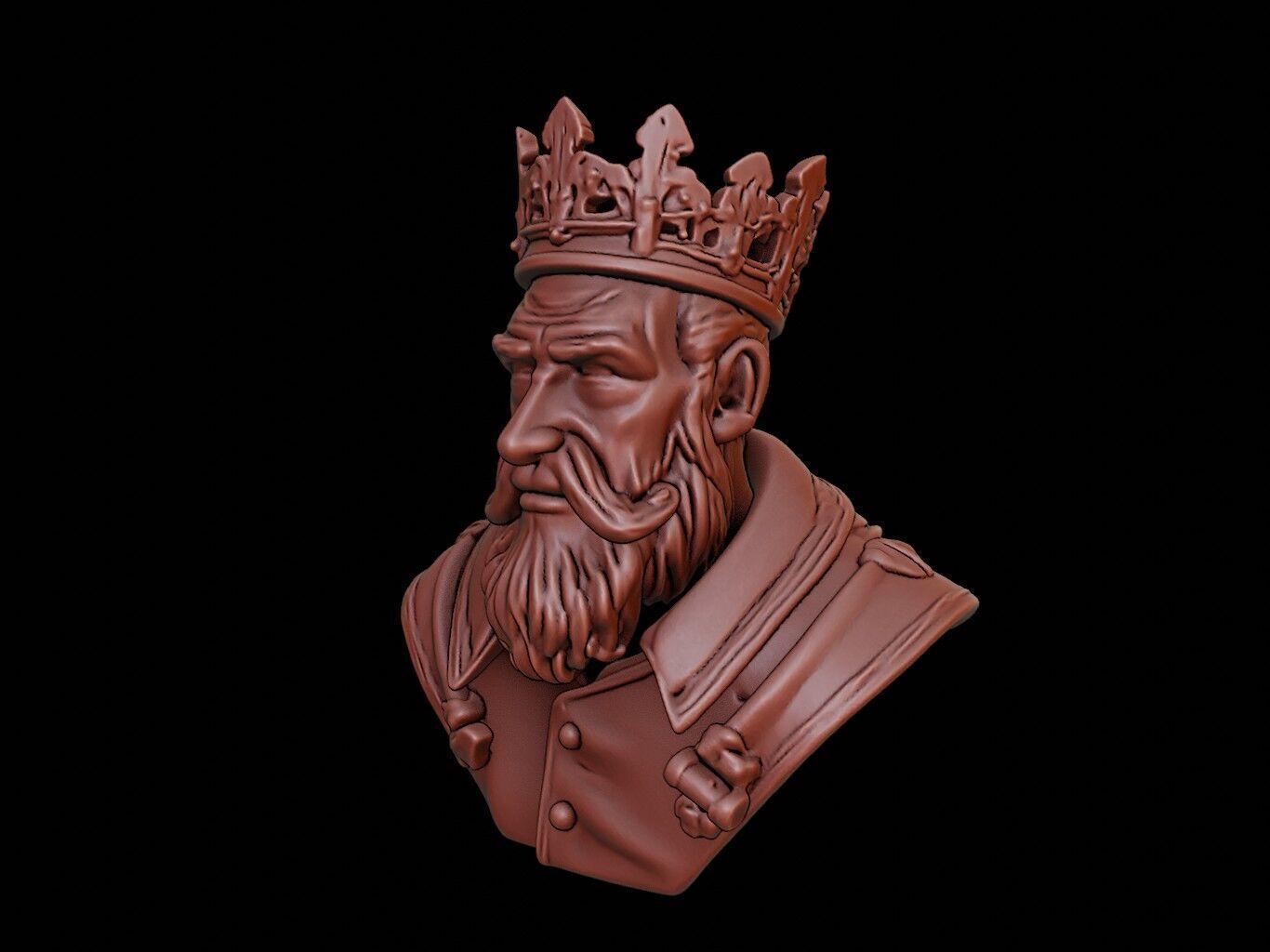 Gothic King Bust 3D print model_2