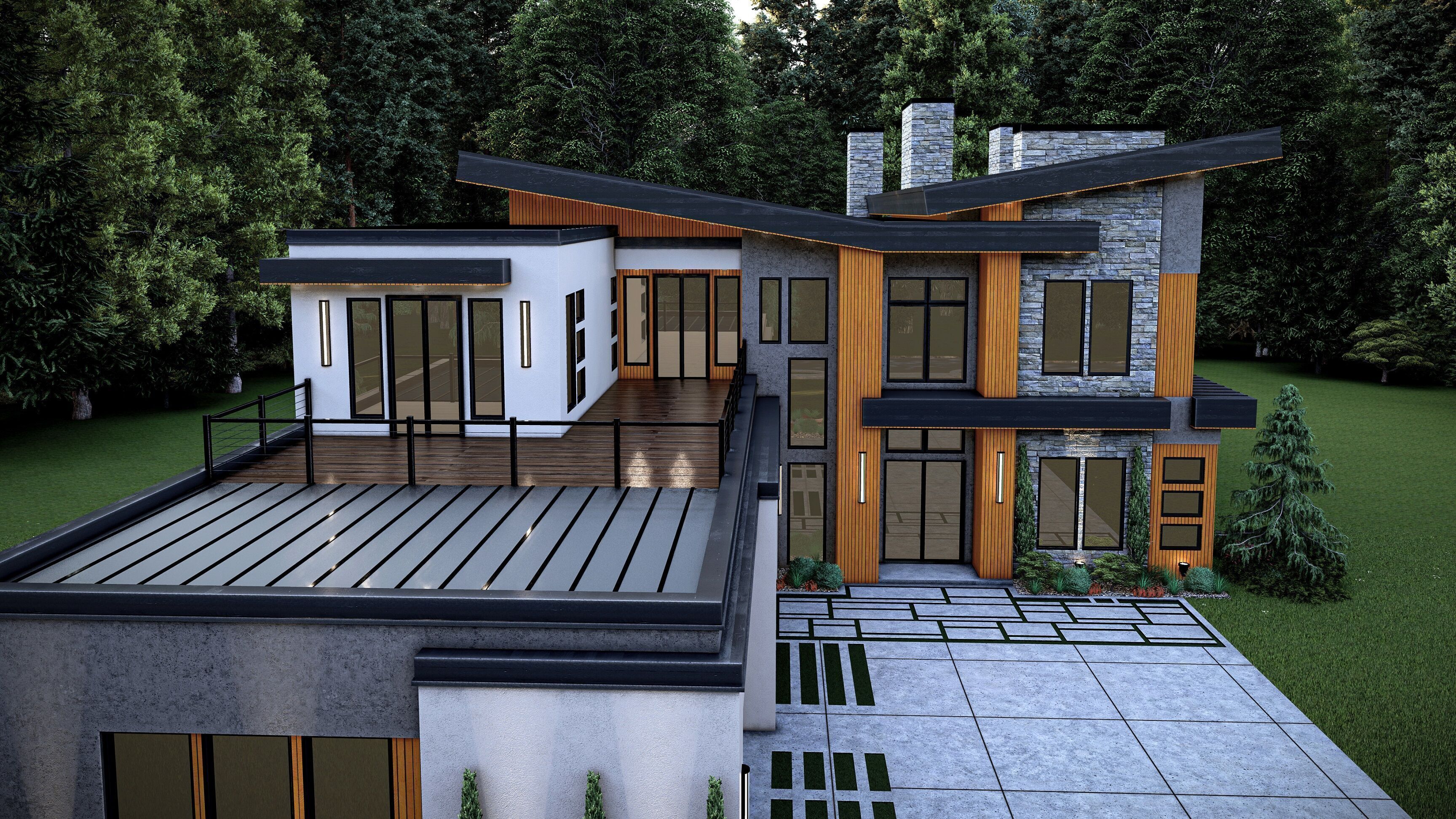 Modern House Number 12 - Stl -Dae file - 3d model Only 3D print model_6