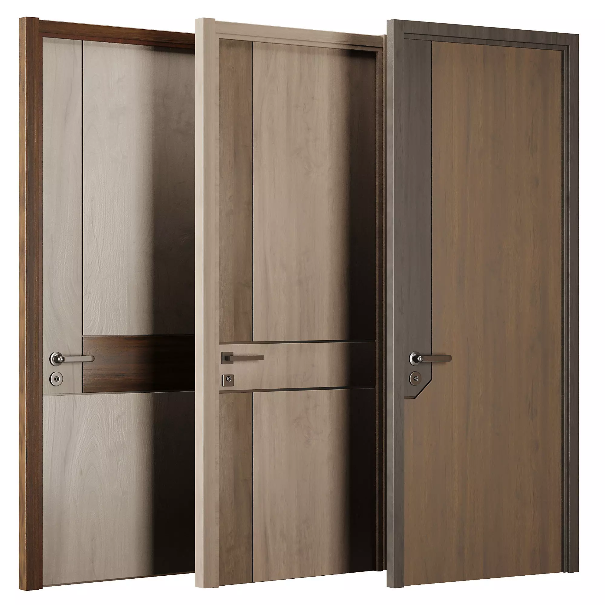 Entrance door set39 Low-poly 3D model_0