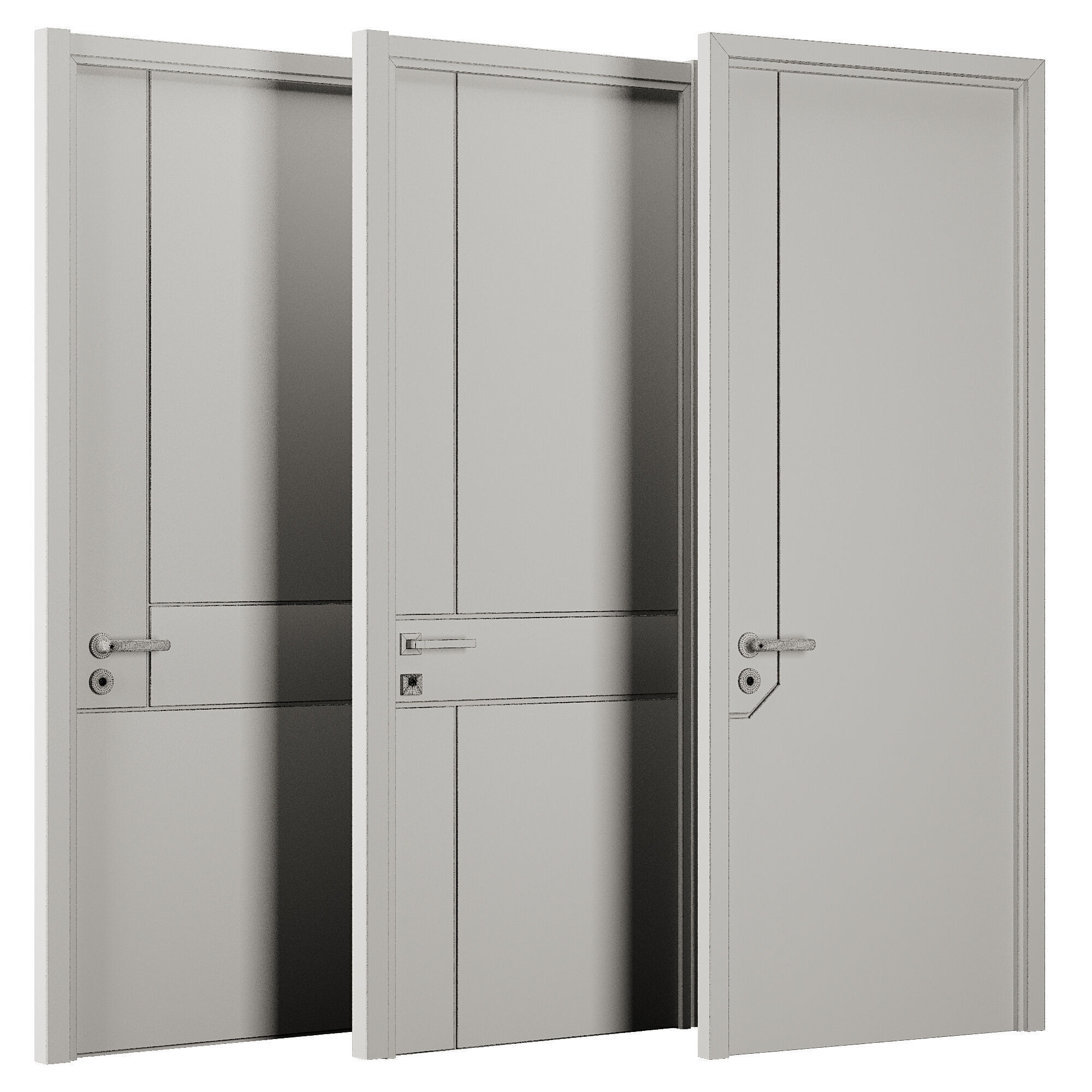 Entrance door set39 Low-poly 3D model_2