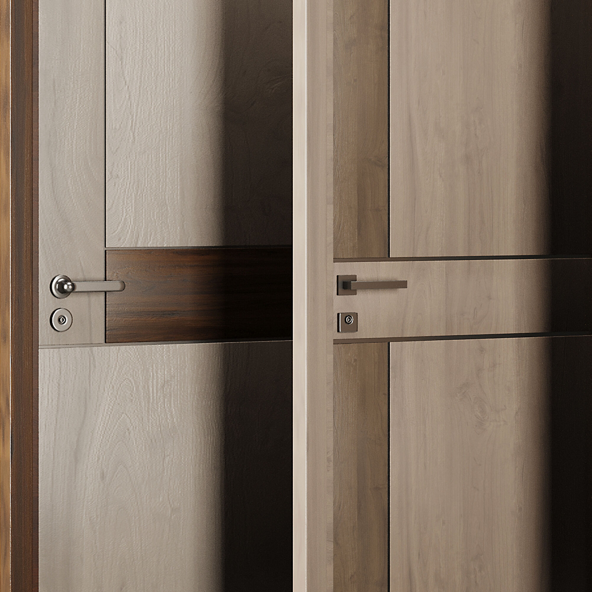 Entrance door set39 Low-poly 3D model_1