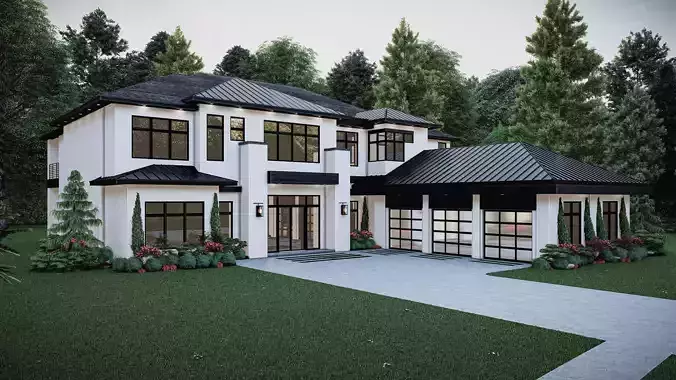 Modern House Number 13 - Stl-Dae file - 3d model Only