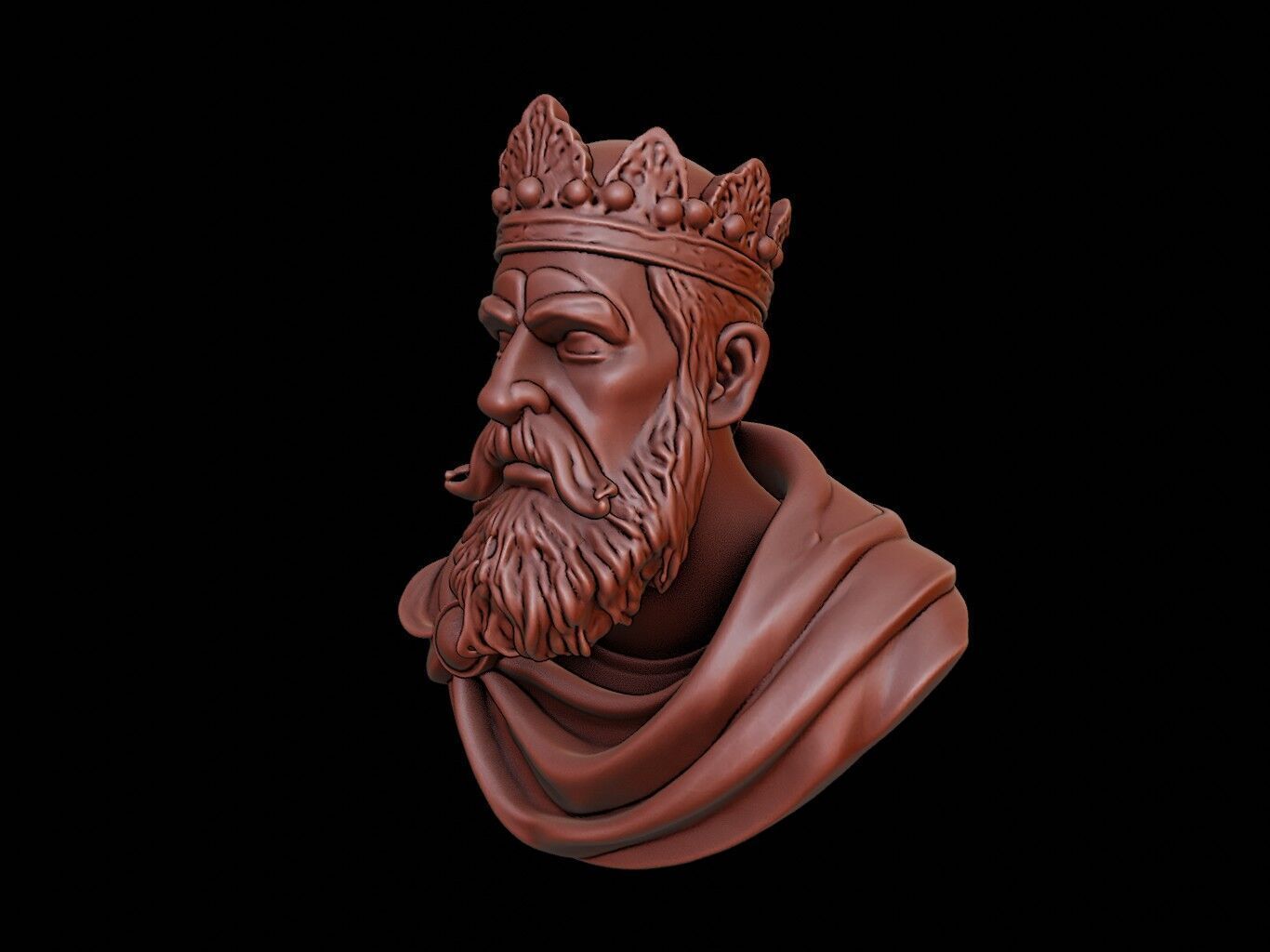 Medieval King Bust 3D print model_2