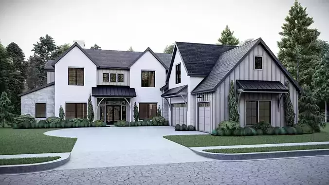 Modern Farm House Number 2 - Stl-Dae file - 3d model Only 3D print model