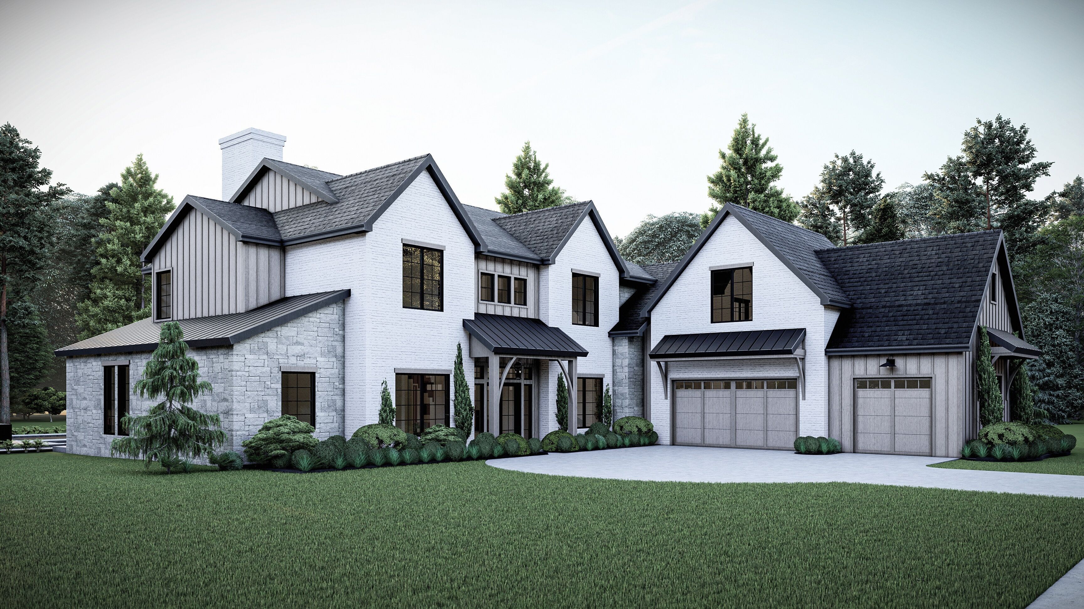 Modern Farm House Number 2 - Stl-Dae file - 3d model Only 3D print model_1