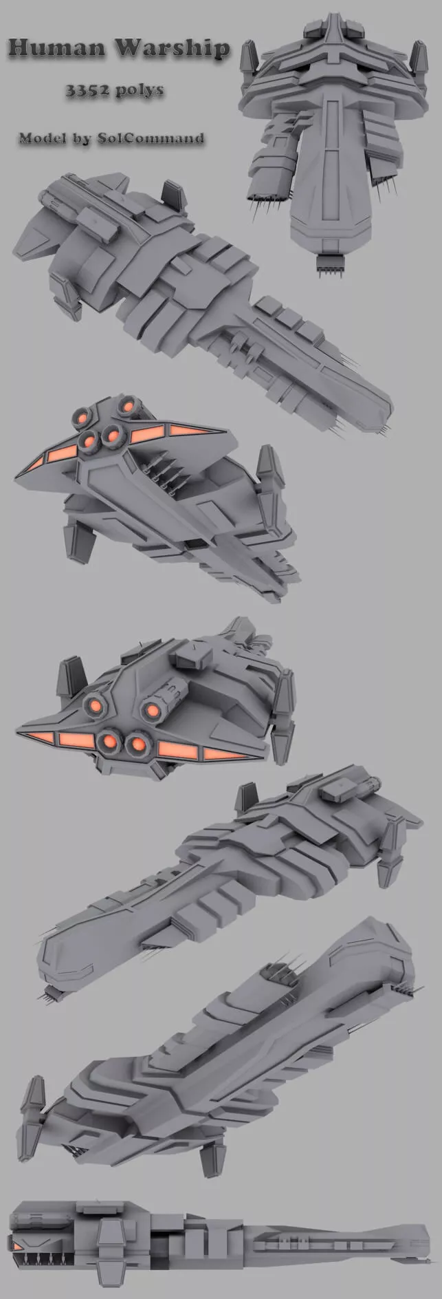 Human warship Free 3D model