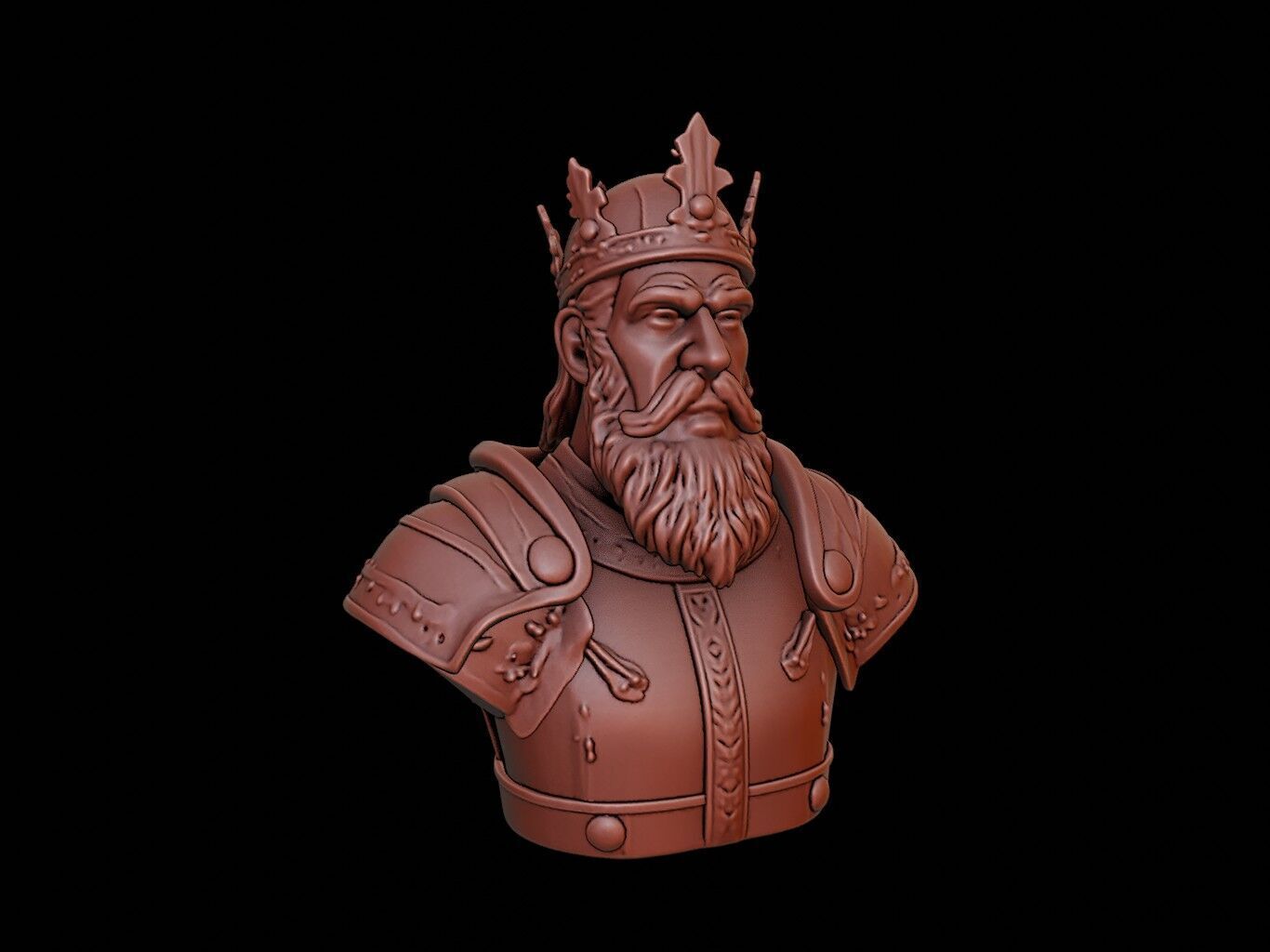 Medieval King Bust 3D print model_1